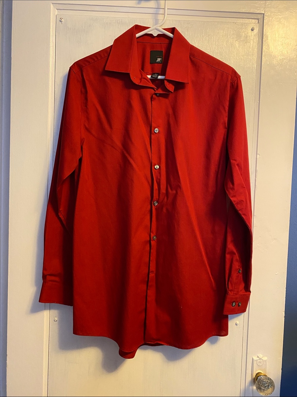 jf j.ferrar Men’s Red Long-Sleeve Dress Shirt